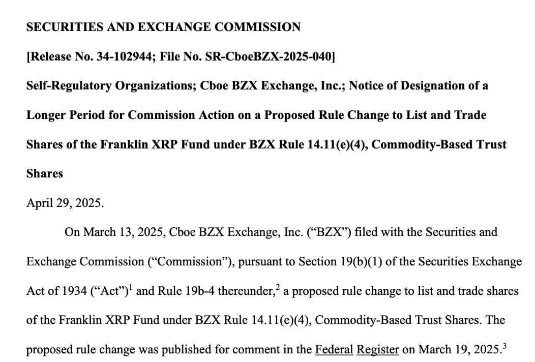 US SEC postpones verdict on Ripple (XRP) ETF | SEC.gov