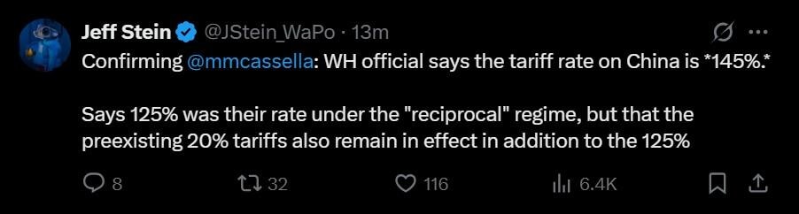 China 145% tariffs