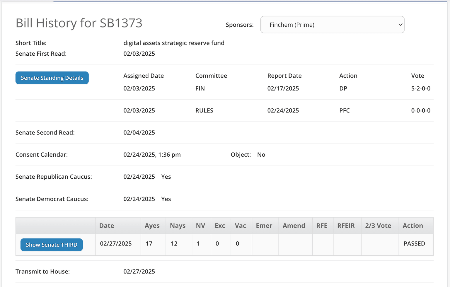 Arizona state passes SB 1373 Digital Asset Reserve Bill | April 2025