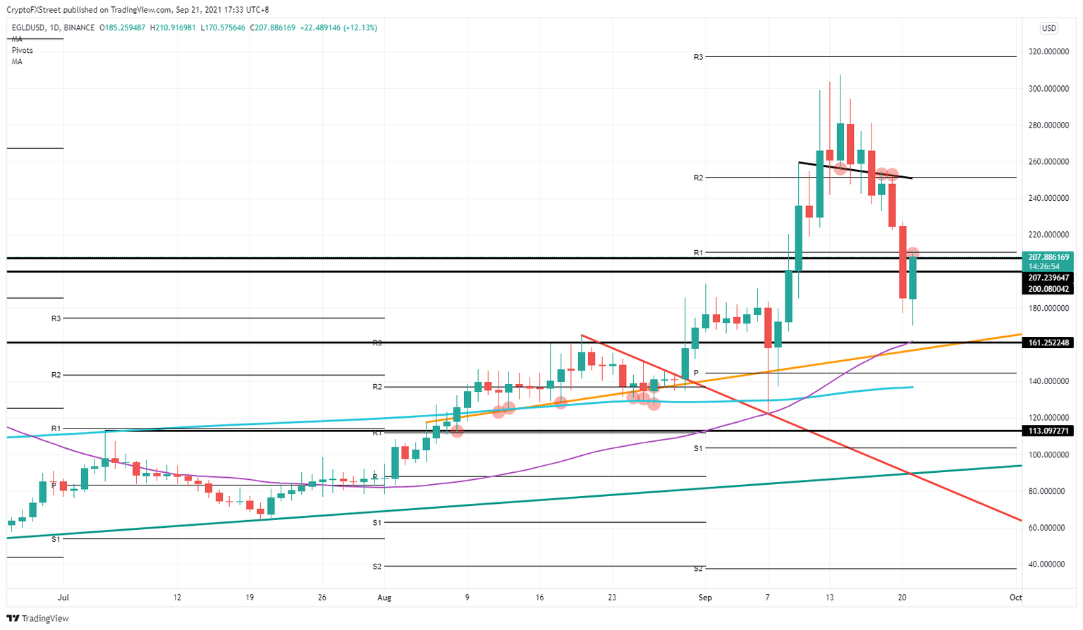 EGLD/USD daily chart