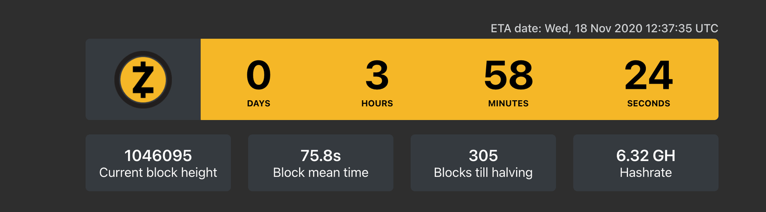 Zcash halving countdown
