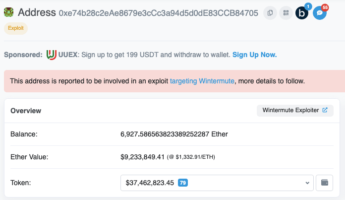 Wintermute hacker address