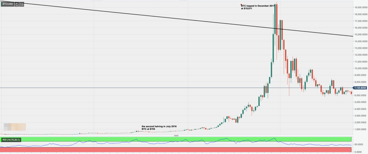 BTC/USD price action - Bitcoin second halving