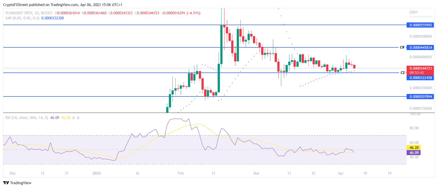 FLOKI/USD 1-day chart